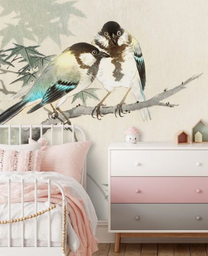 Great Tits on Maple Branch Mural 