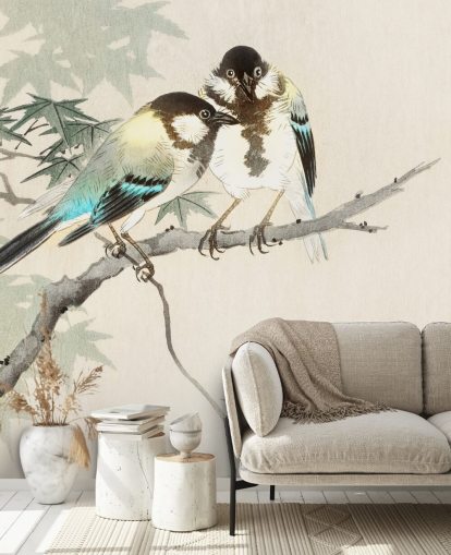 Great Tits on Maple Branch Mural 