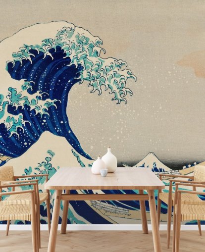 papier peint oriental personnalisé bleu appelé The Great Wave off Kanagawa pour les chambres et les salons papier peint oriental personnalisé bleu appelé The Great Wave off Kanagawa pour les chambres et les salons