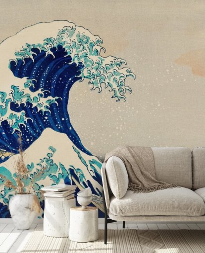 papier peint oriental personnalisé bleu appelé The Great Wave off Kanagawa pour les chambres et les salons papier peint oriental personnalisé bleu appelé The Great Wave off Kanagawa pour les chambres et les salons