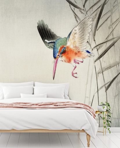 kingfisher wallpaper mural called Kingfisher Hunting for Fish in the Water at Wallsauce for bedrooms, living rooms and bathrooms