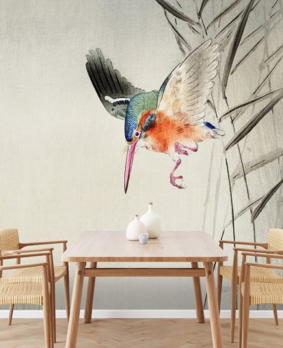kingfisher wallpaper mural called Kingfisher Hunting for Fish in the Water at Wallsauce for bedrooms, living rooms and bathrooms