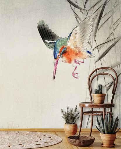 kingfisher wallpaper mural called Kingfisher Hunting for Fish in the Water at Wallsauce for bedrooms, living rooms and bathrooms