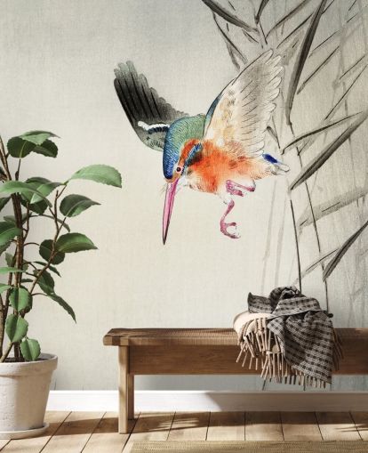 kingfisher wallpaper mural called Kingfisher Hunting for Fish in the Water at Wallsauce for bedrooms, living rooms and bathrooms kingfisher wallpaper mural called Kingfisher Hunting for Fish in the Water at Wallsauce for bedrooms, living rooms and bathrooms