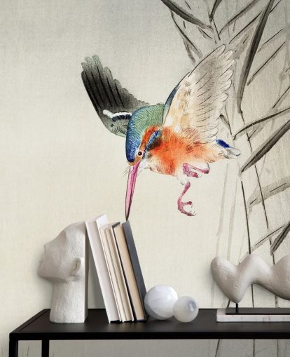 kingfisher wallpaper mural called Kingfisher Hunting for Fish in the Water at Wallsauce for bedrooms, living rooms and bathrooms