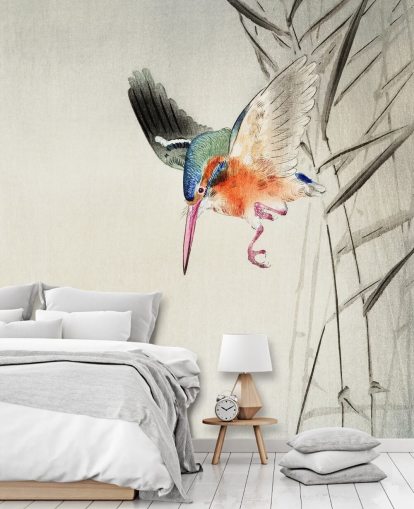 kingfisher wallpaper mural called Kingfisher Hunting for Fish in the Water at Wallsauce for bedrooms, living rooms and bathrooms