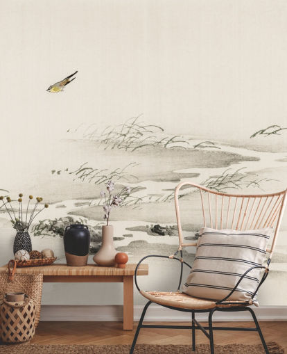 Oosterse landschap behang muurschildering