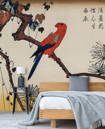 Macaw on Pine Branch Wallpaper Mural 
