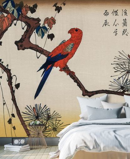 Macaw on Pine Branch Wallpaper Mural 