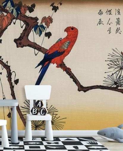 Macaw on Pine Branch Wallpaper Mural 