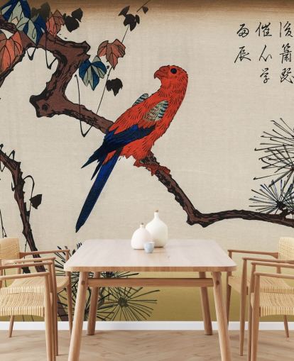 Macaw on Pine Branch Wallpaper Mural 