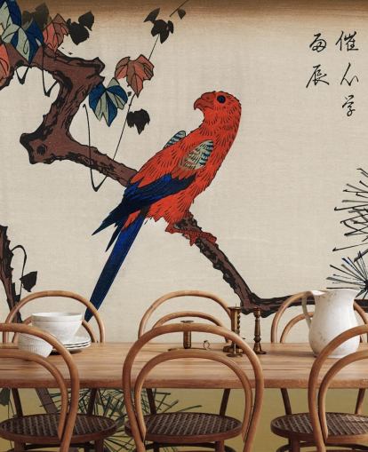 Papel de parede Macaw on Pine Branch 