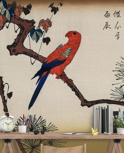 Macaw på Pine Branch Tapet Mural 