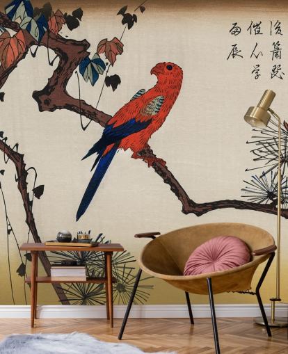 Papel de parede Macaw on Pine Branch 