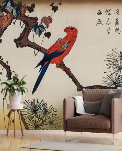 Macaw on Pine Branch Wallpaper Mural 