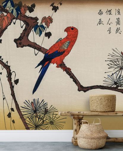 Papel de parede Macaw on Pine Branch 
