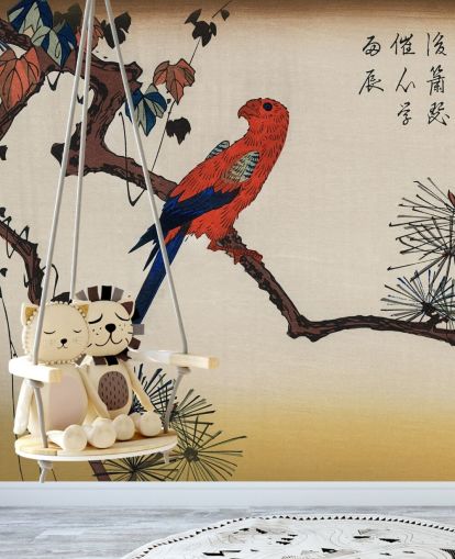 Macaw on Pine Branch Wallpaper Mural 