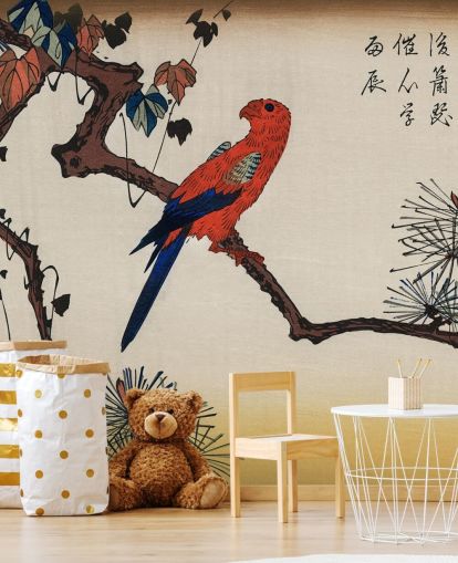 Macaw on Pine Branch Wallpaper Mural 