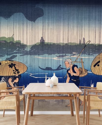 People Walking Beneath Umbrellas Mural People Walking Beneath Umbrellas Mural