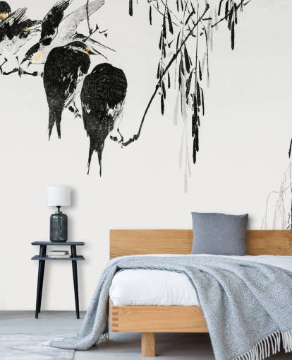 Perched Magpies Wallpaper Mural 