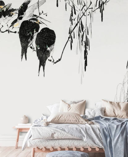 Tapeten-Wandbild „Perched Elstern“ 