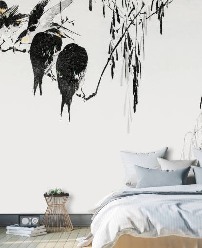 Perched Magpies Wallpaper Mural Perched Magpies Wallpaper Mural