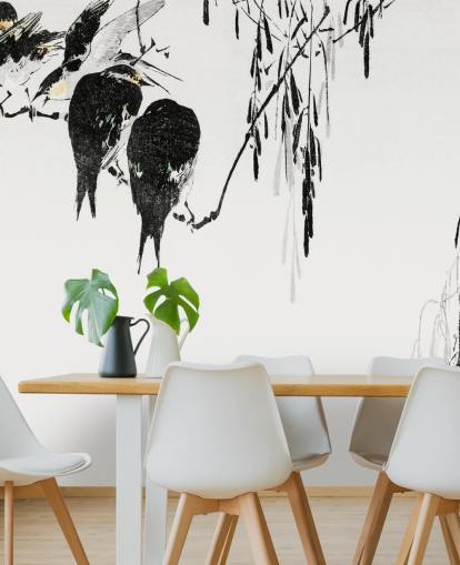 Papier Peint Fresque Magpies Perchées 