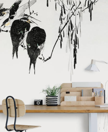 Perched Magpies Wallpaper Mural Perched Magpies Wallpaper Mural