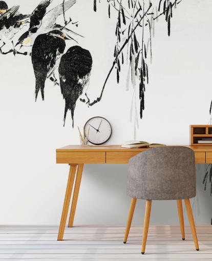 Perched Magpies Wallpaper Mural 