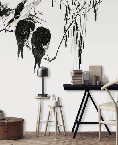 Tapeten-Wandbild „Perched Elstern“ 