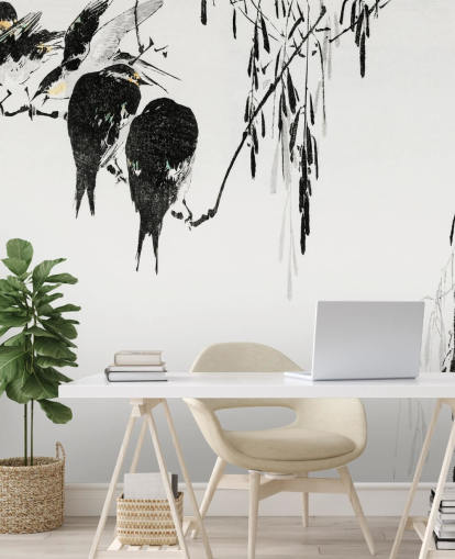 Perched Magpies Wallpaper Mural 