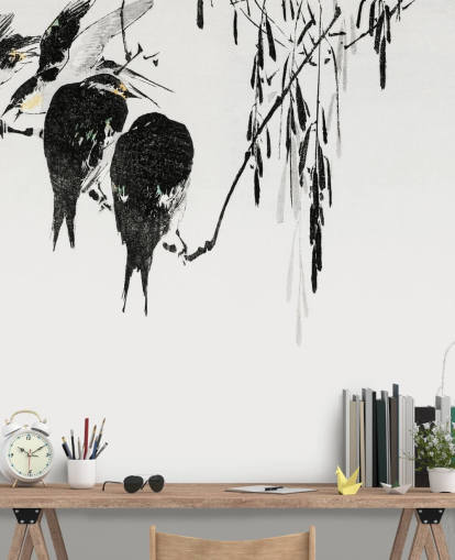 Papel pintado Urracas posadas Papel pintado Urracas posadas