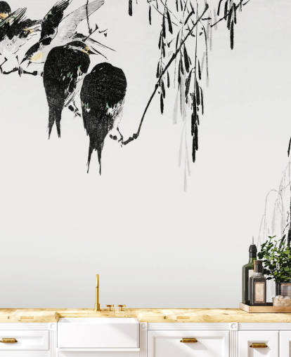 Perched Magpies Wallpaper Mural 