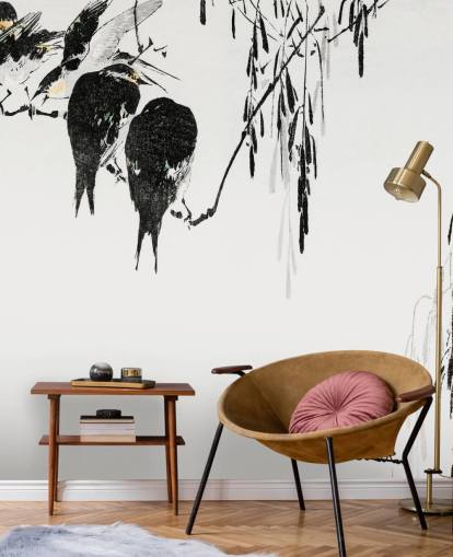 Perched Magpies Wallpaper Mural 
