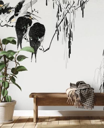 Perched Magpies Wallpaper Mural 