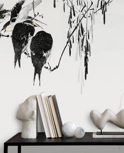 Perched Magpies Wallpaper Mural 