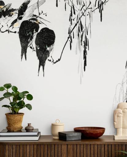 Tapeten-Wandbild „Perched Elstern“ 