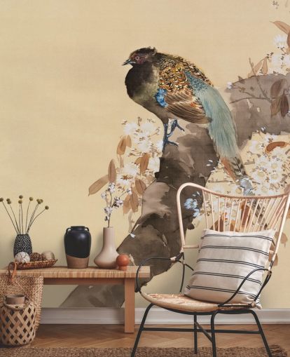 Pheasant on Cherry Blossom Branch Wallpaper Pheasant on Cherry Blossom Branch Wallpaper