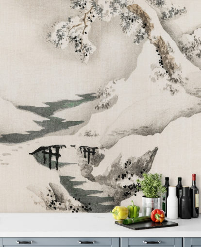 Decorazione murale con paesaggio innevato Decorazione murale con paesaggio innevato
