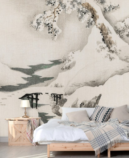 Decorazione murale con paesaggio innevato Decorazione murale con paesaggio innevato