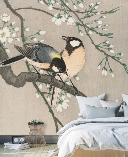 Borsten op Cherry Branch Behang Muurschildering 