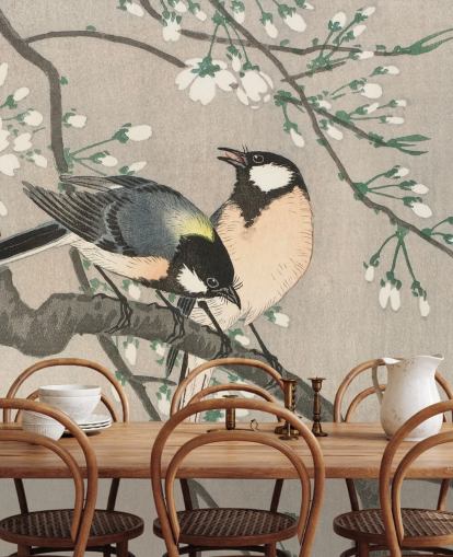 Bryster på Cherry Branch Tapet Mural Bryster på Cherry Branch Tapet Mural