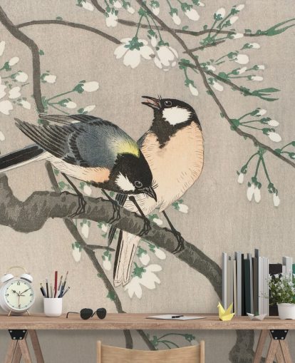 Borsten op Cherry Branch Behang Muurschildering 