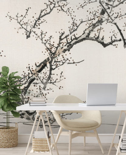 Tree Against Water Oriental Wallpaper