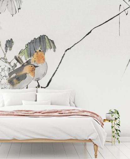 Decorazione murale con due passeri appollaiati su un ramo