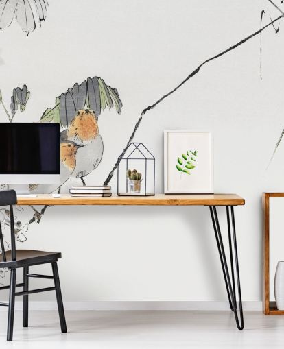 Decorazione murale con due passeri appollaiati su un ramo Decorazione murale con due passeri appollaiati su un ramo