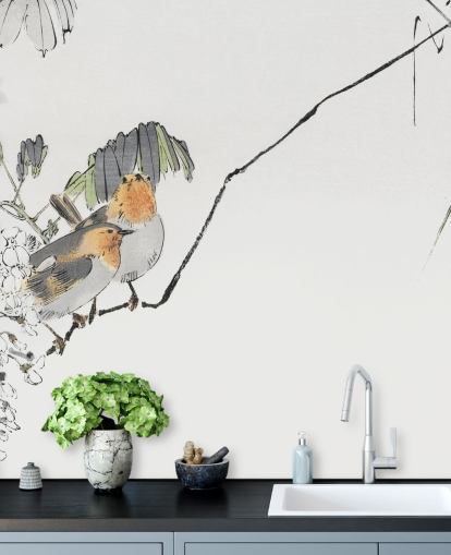 Décoration murale Deux moineaux perchés sur une branche