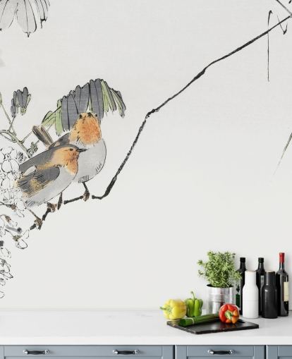 Decorazione murale con due passeri appollaiati su un ramo