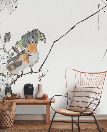 Decorazione murale con due passeri appollaiati su un ramo