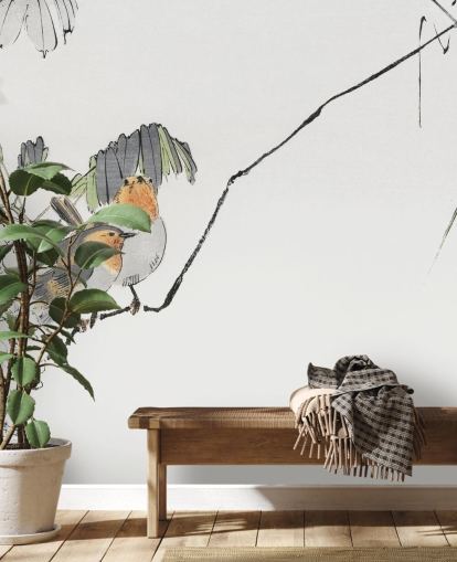 Décoration murale Deux moineaux perchés sur une branche